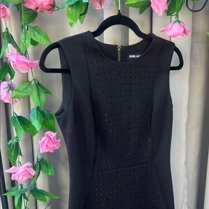 Karl Lagerfeld Black Studded Mini Dress